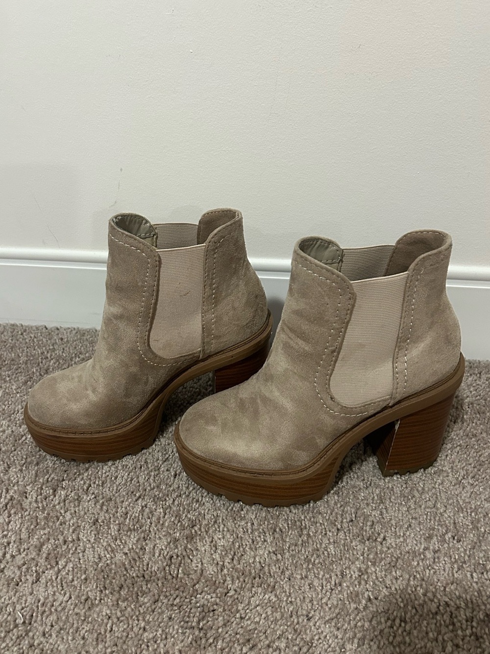 Women's Taupe Suede Ankle Booties